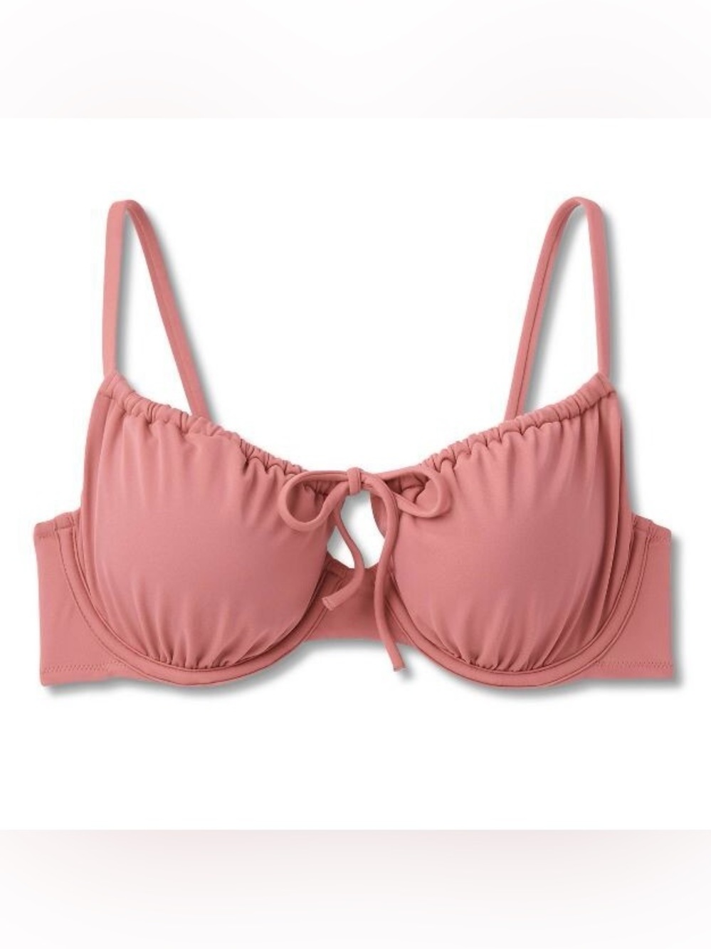 Shade & Shore Shirred Bralette Bikini Top in Clay Pink Size 36C NWT
